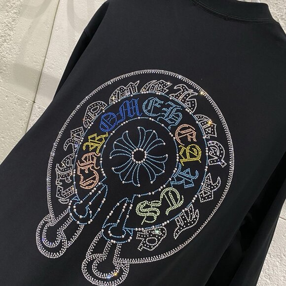 Chrome Hearts Rhinestone Black Long Sleeve T-Shirt - Picture 4 of 7